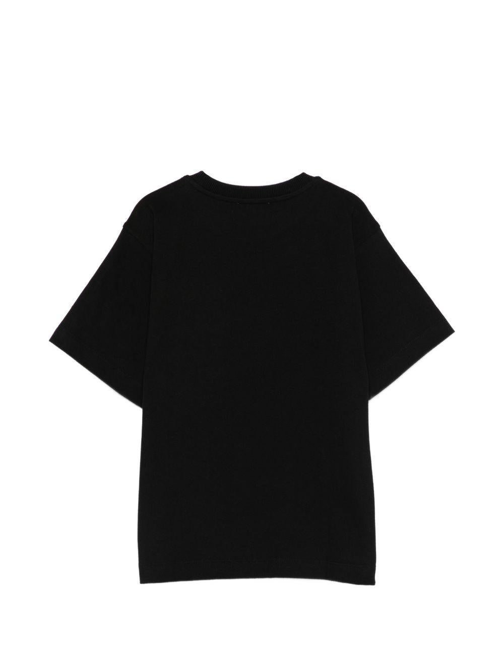 T-shirt per bambini Moschino Kids nera con stampa Teddy Bear sul davanti HYM03SLFA07 60100 MOSCHINO KIDS