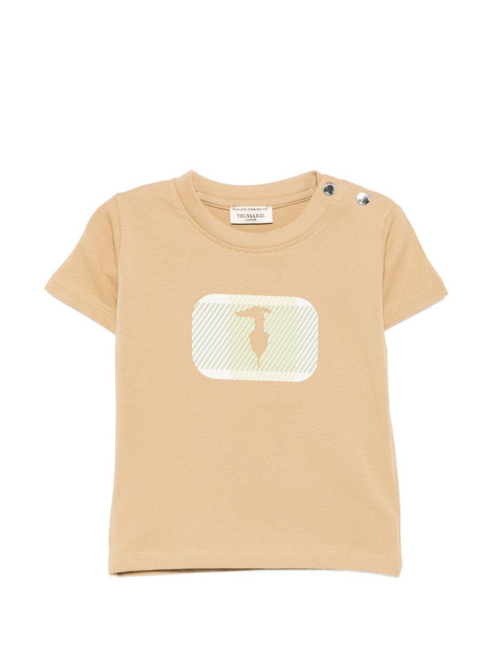 T-shirt per neonato Trussardi Junior beige con stampa grafica TIP26072TS BROWN INC. TRUSSARDI JUNIOR