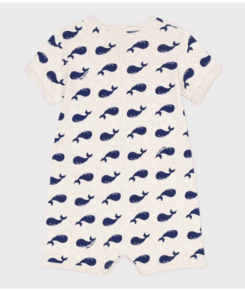 Tutina per neonati Petit Bateau beige con fantasia grafica all-over A09G6 01 PETIT BATEAU