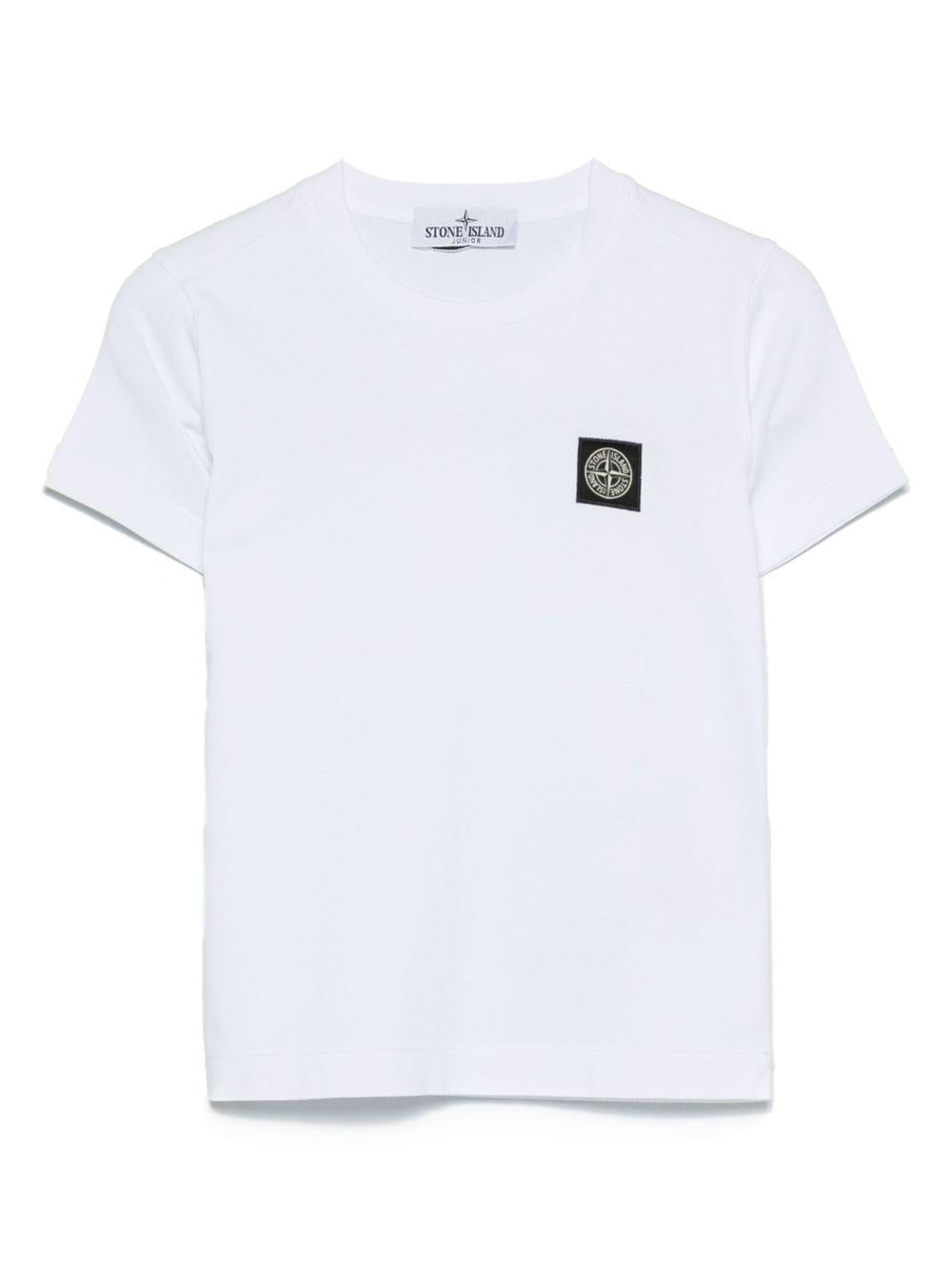 T- shirt per bambino Stone Island Kids bianca a girocollo L1S162100002S0047 V0001 STONE ISLAND JUNIOR