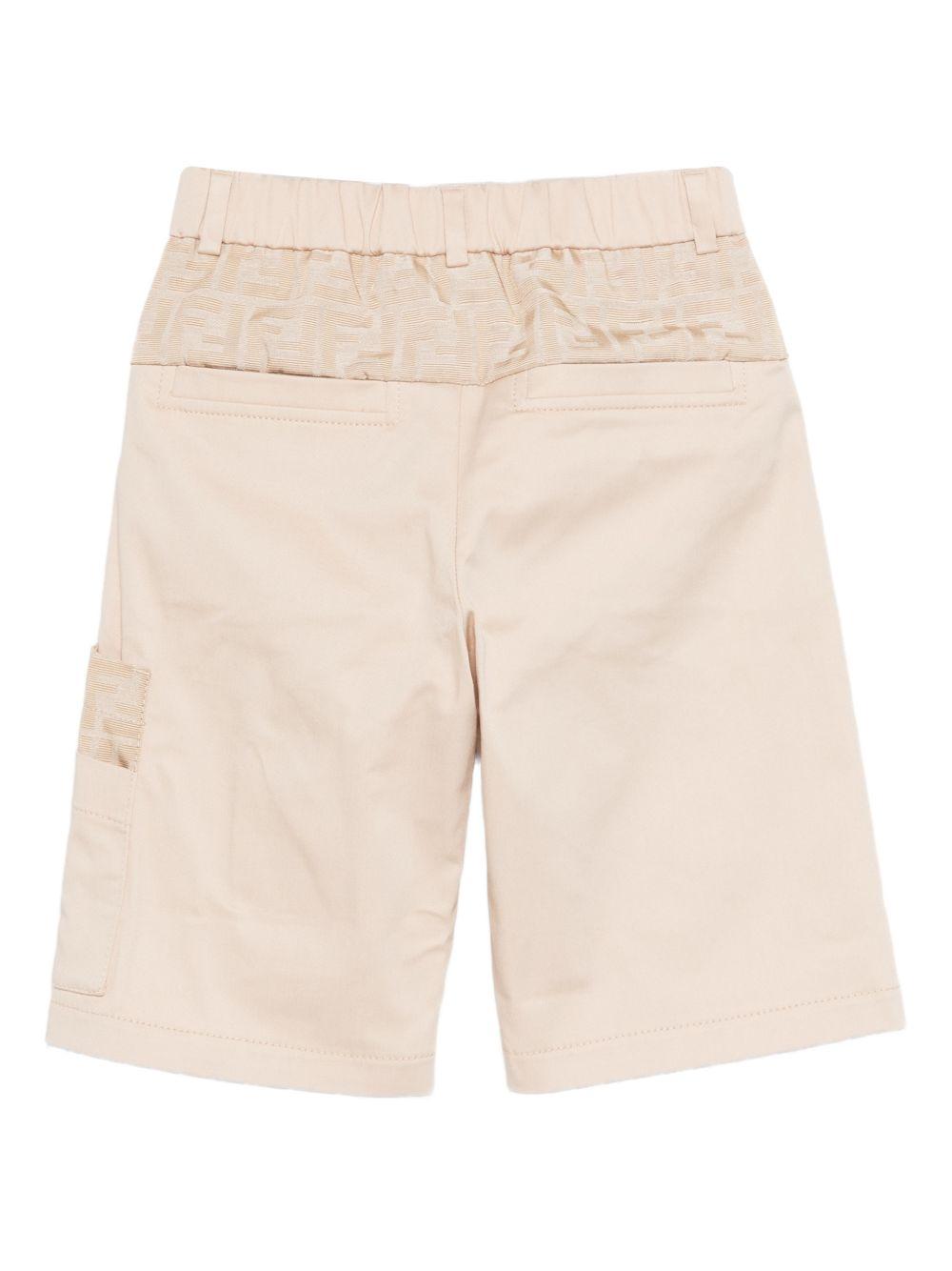 Shorts per bambina Fendi Kids beige con toppa con logo FF JMF565 AS5Y F1P2N FENDI KIDS