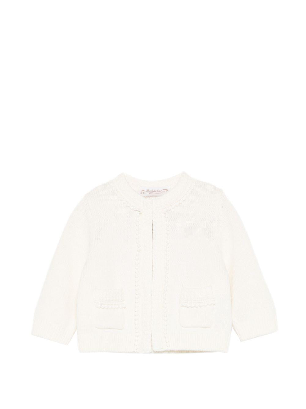Cardigan per neonata Bonpoint bianco con dettagli in rilievo S06XCAK00013 008 BONPOINT