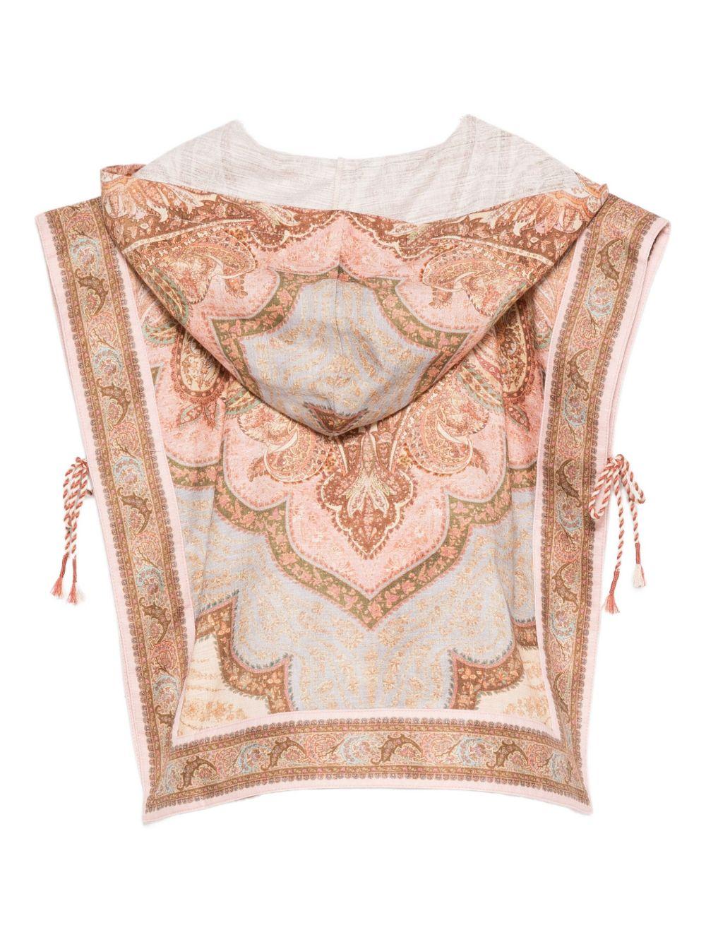 Poncho leggero per bambina Zimmermann Kids beige con cappuccio fantasia Awaken 6083TR S261 ZIMMERMANN KIDS