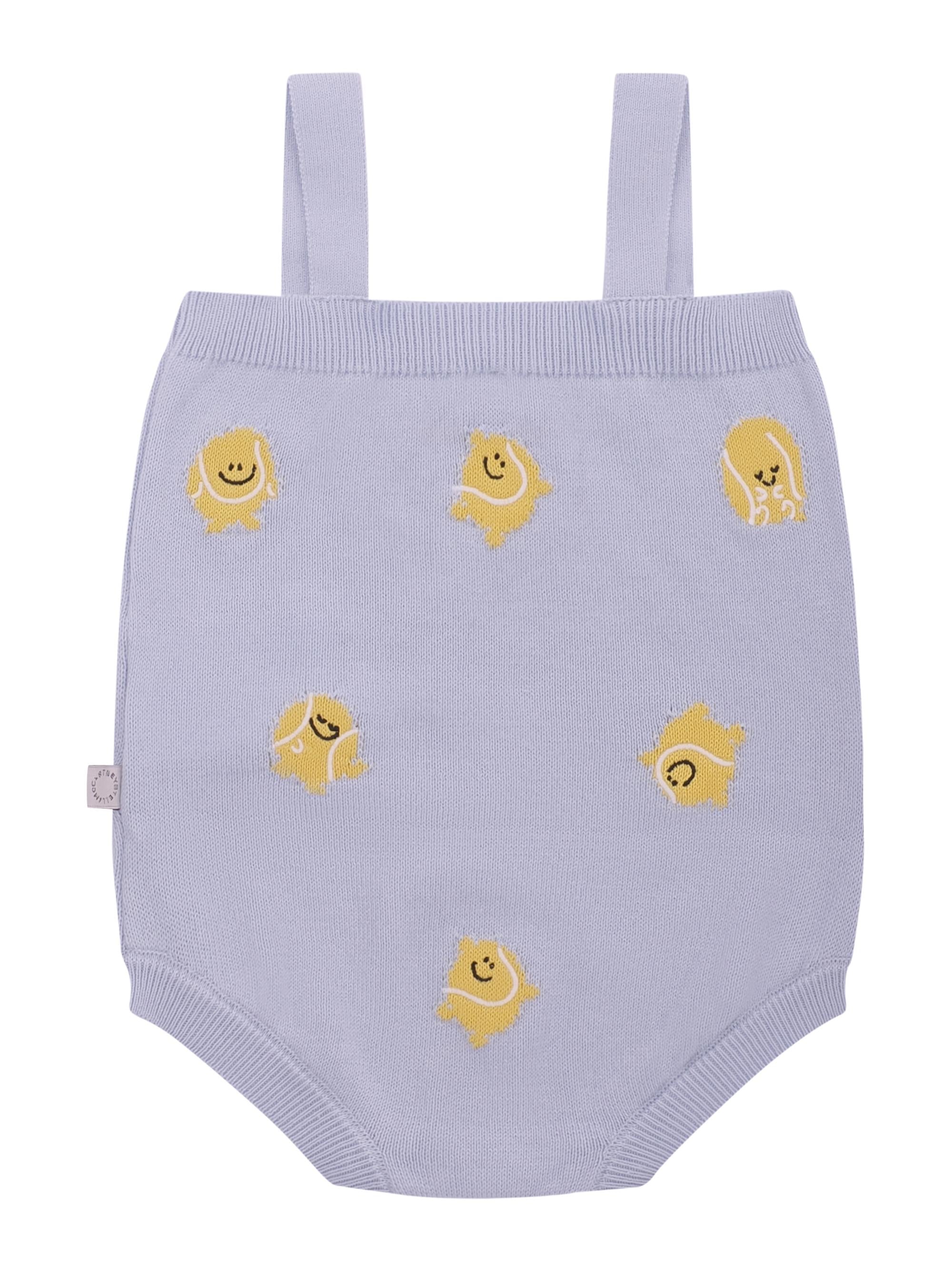 Body per neonato Stella McCartney Kids azzurro con ricamo palline da tennis TYA532 Z2423 602 STELLA McCARTNEY KIDS
