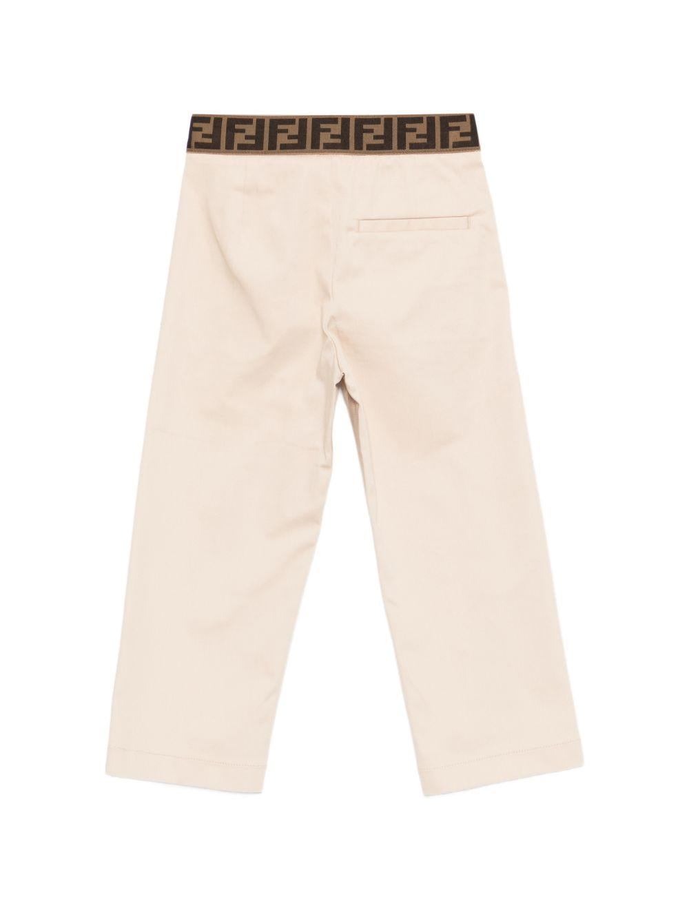 Pantaloni per bambino Fendi Kids beige con banda logo JMF561 AS5Y F1P2N FENDI KIDS