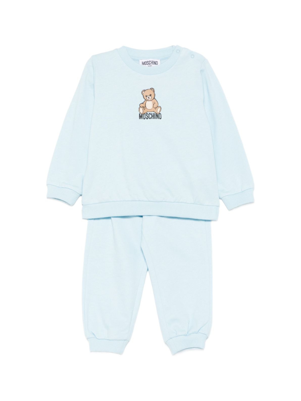 Tuta sportiva per neonato Moschino Kids azzurro con stampa Teddy Bear MMK05ELCA40 40304 MOSCHINO KIDS