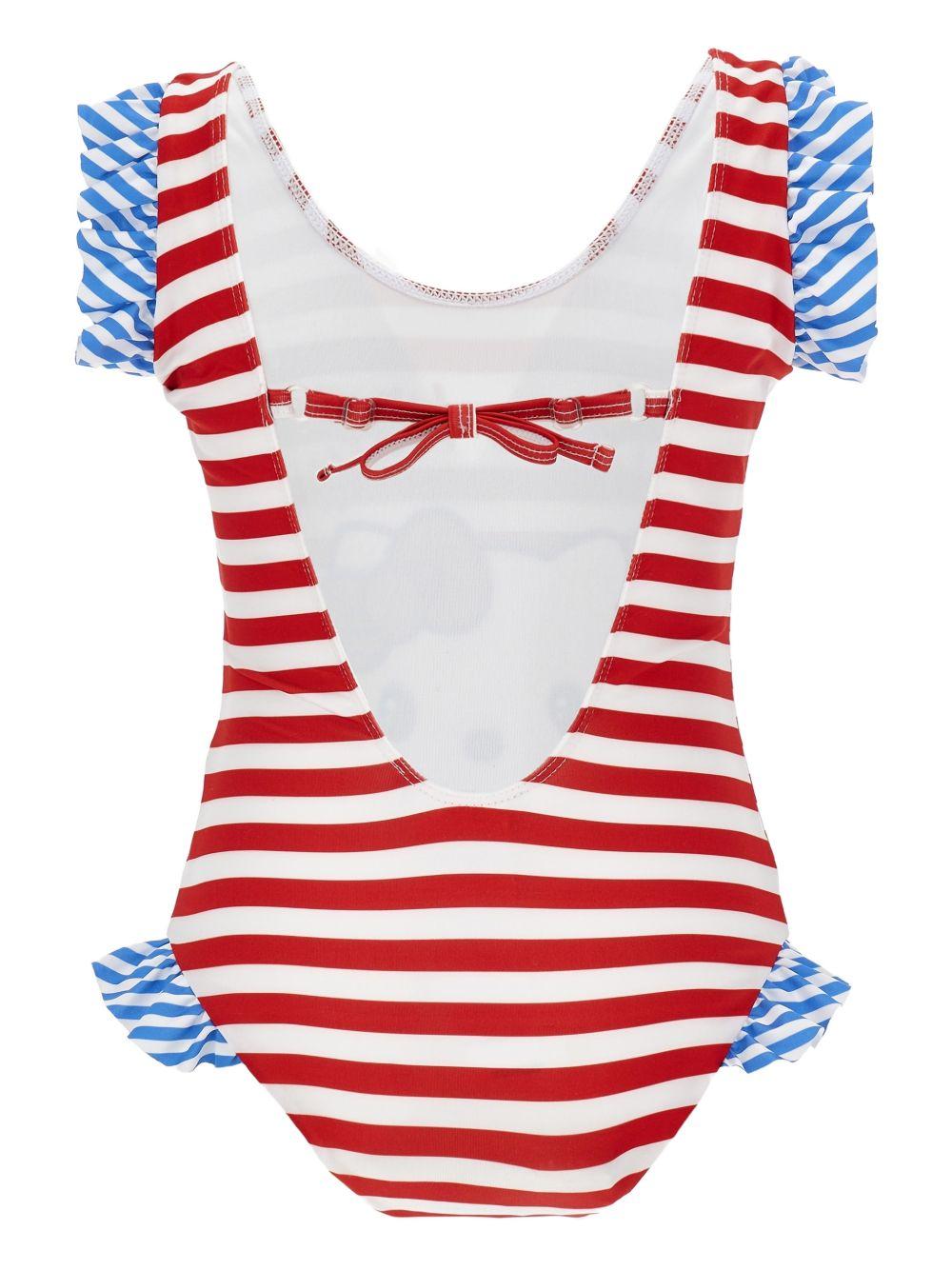 Costume intero per bambina Monnalisa x Sanrio Hello Kitty bianco e rosso a righe 19G001 7050 4499 MONNALISA