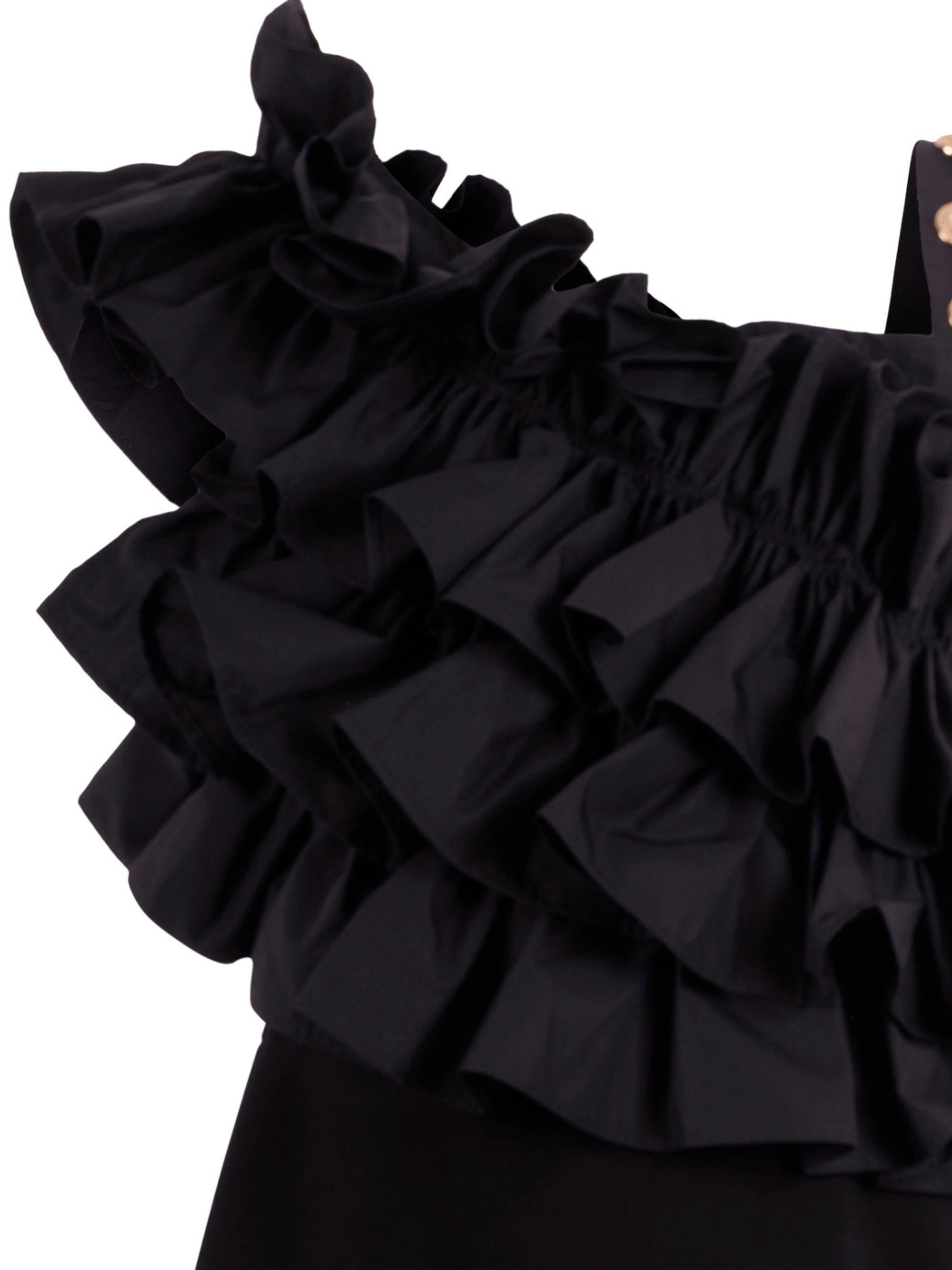 Abito per bambina Balmain Kids nero con ruches BY1D42 J0371 930NE BALMAIN KIDS