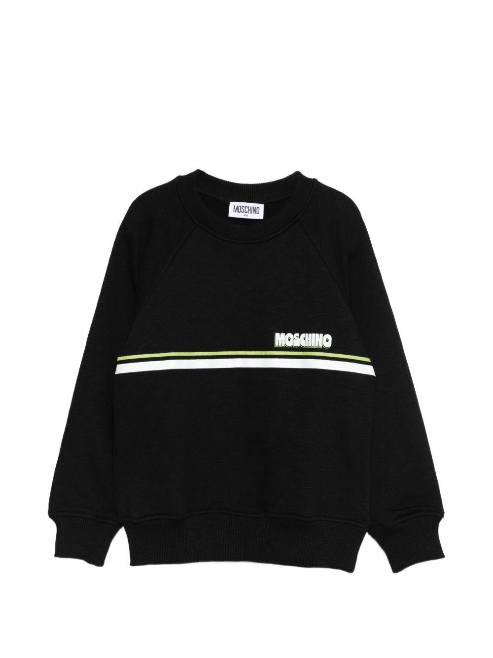 Felpa per bambino Moschino Kids nera con logo sul davanti HUF09MLCA88 60100 MOSCHINO KIDS