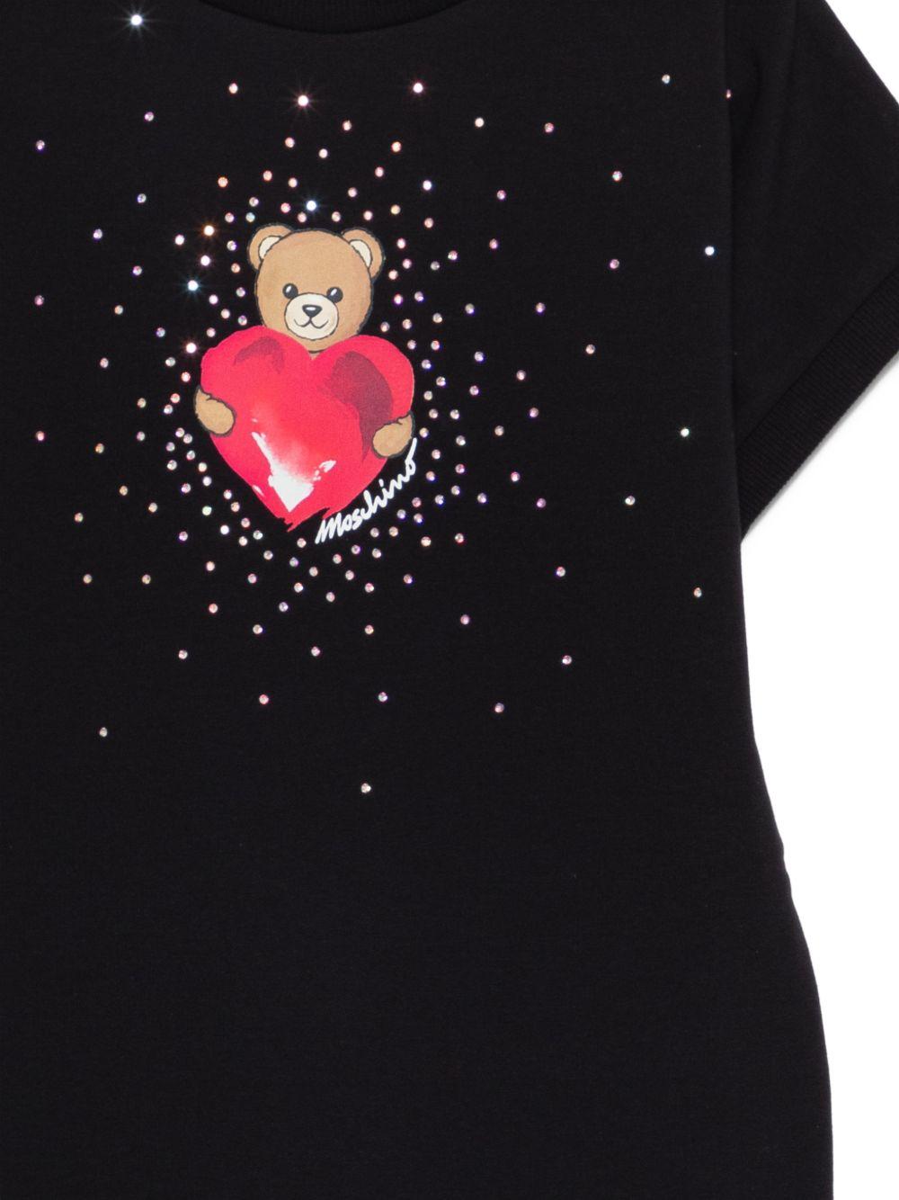 Abito per bambina Moschino Kids nero con stampa grafica Teddy Bear HAV0EALDA25 60100 MOSCHINO KIDS
