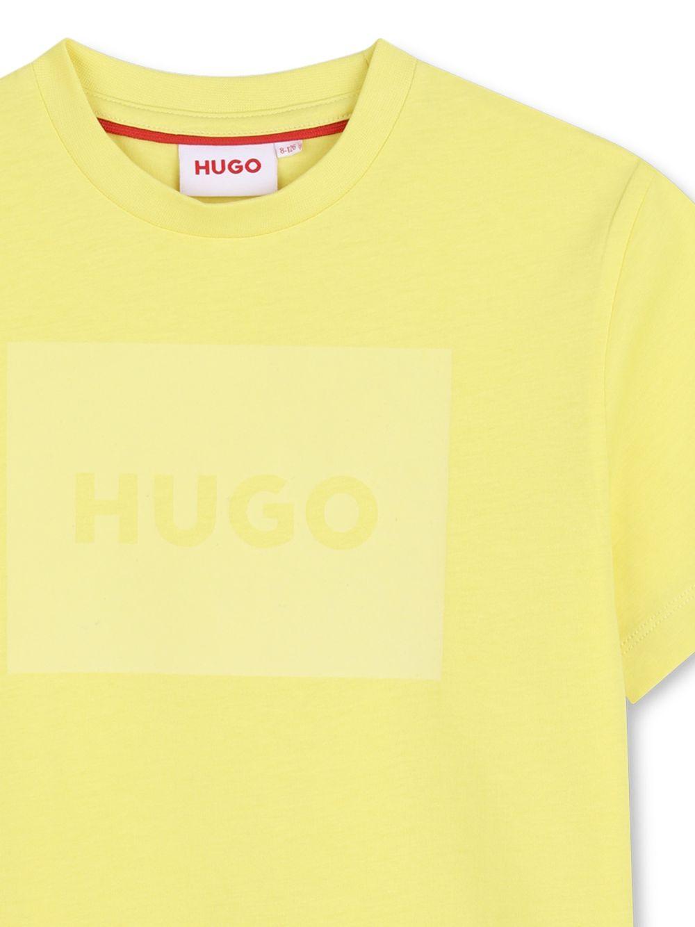 T-shirt per bambino Hugo Kids gialla con logo sul davanti G01200 544 Hugo
