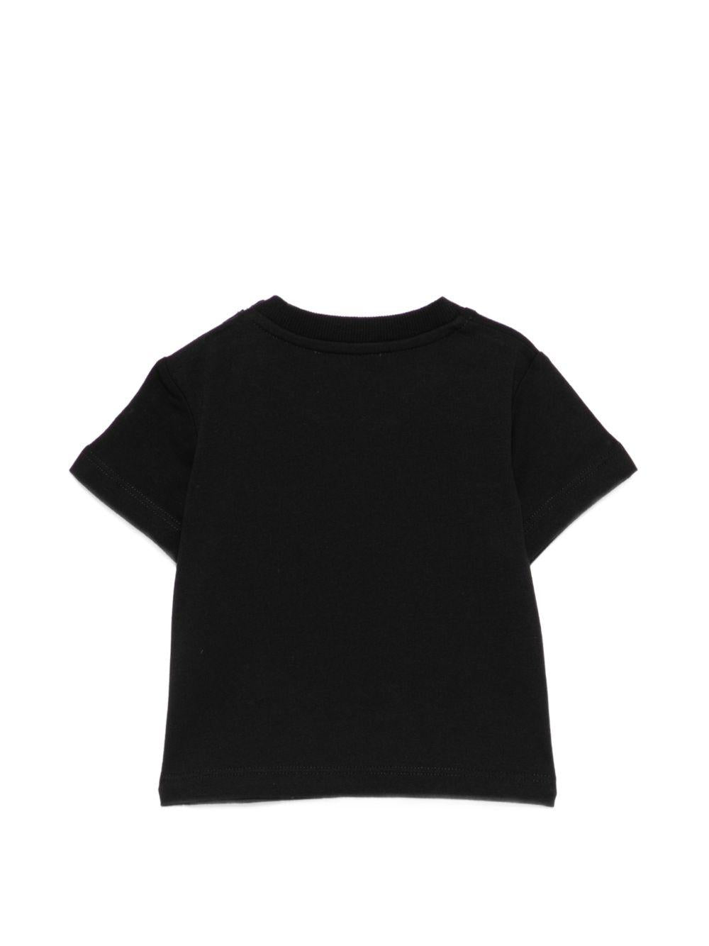 T-shirt per neonati Moschino Kids nera con dettagli in rilievo MVM047LAA24 60100 MOSCHINO KIDS