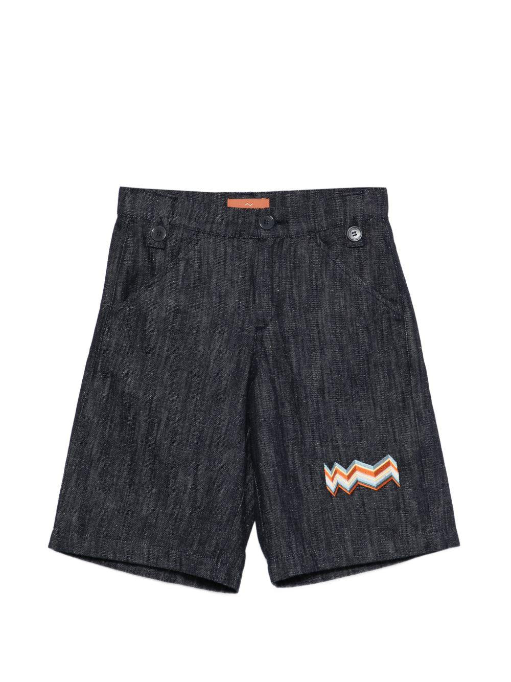 Shorts per bambino Missoni Kids blu con effetto denim con bottoni MY6R09 D0136 621 MISSONI KIDS