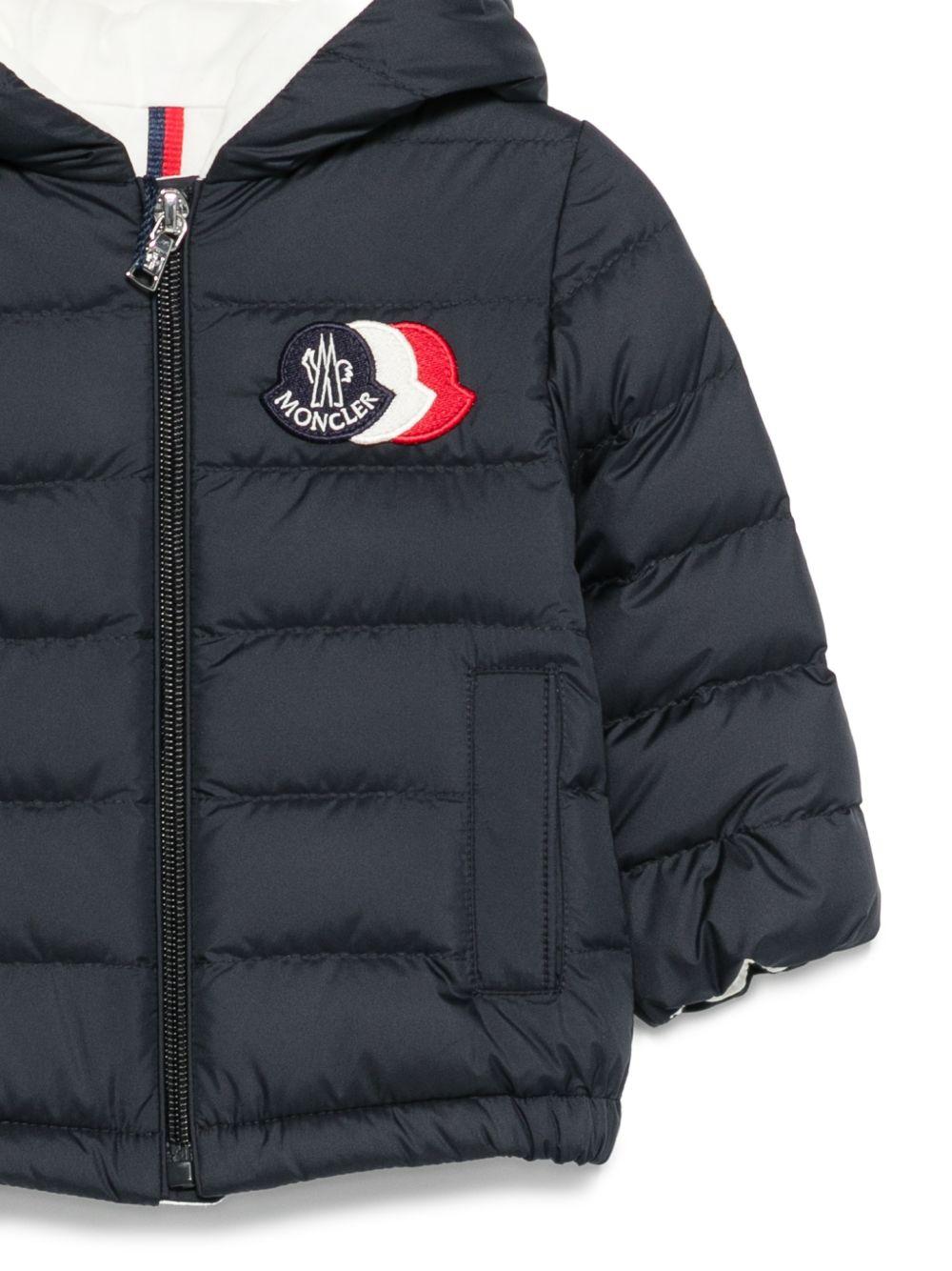 Giubbino per neonato Moncler Enfant blu scuro con cappuccio L19511A00006597X2 77G MONCLER ENFANT