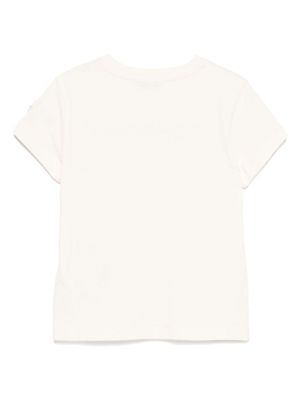 T-shirt per bambina Moncler Enfant beige chiaro con stampa logo L19548C0000989AT9 050 MONCLER ENFANT