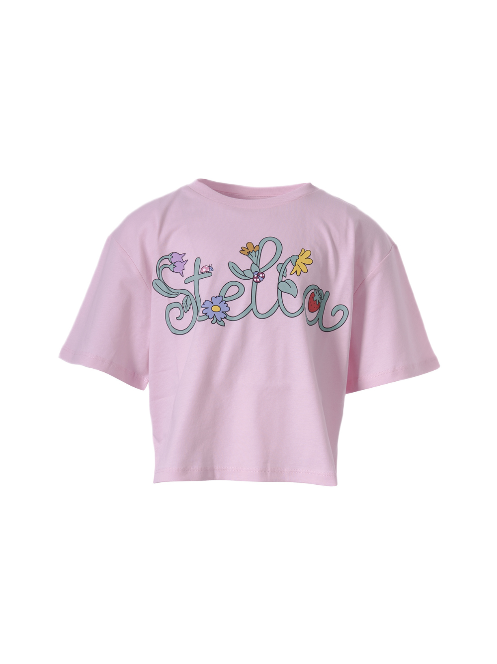T-shirt per bambina Stella McCartney Kids rosa con logo Stella sul davanti TY8A31 Z0434 51R STELLA McCARTNEY KIDS