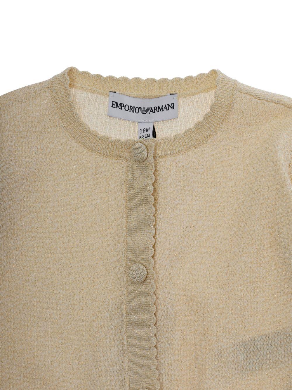 Cardigan per neonata Emporio Armani Kids beige con trama lavorata a maglia EG000780 AF22791 U0007 EMPORIO ARMANI KIDS