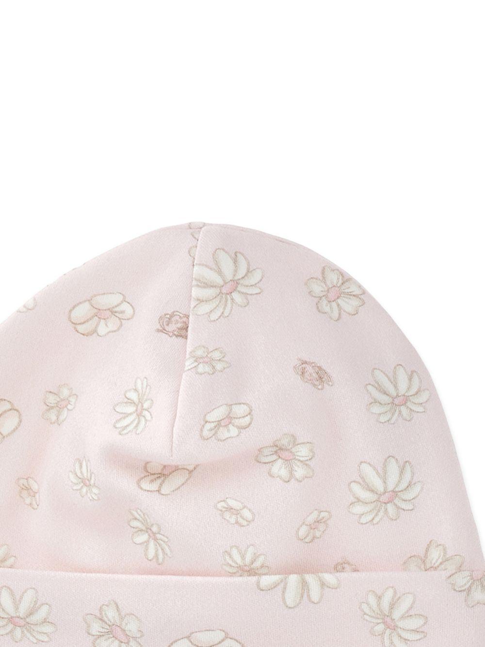 Berretto per neonata Monnalisa rosa con stampa a fiori all-over 35G010NP 7000 0090 MONNALISA