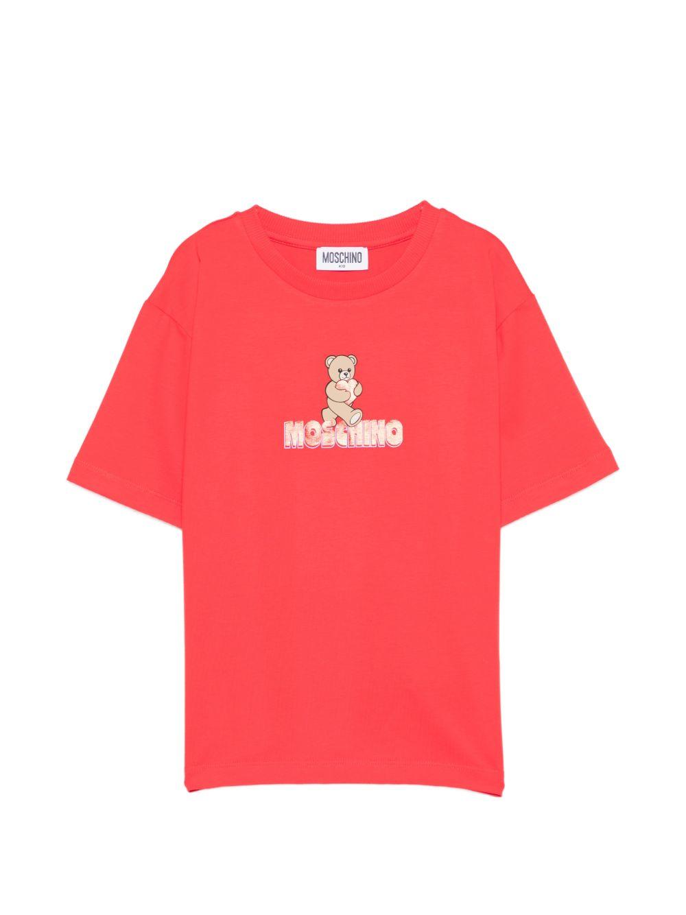 T-shirt per bambina Moschino Kids rosso con stampa Teddy Bear HDM074LBA00 50109 MOSCHINO KIDS