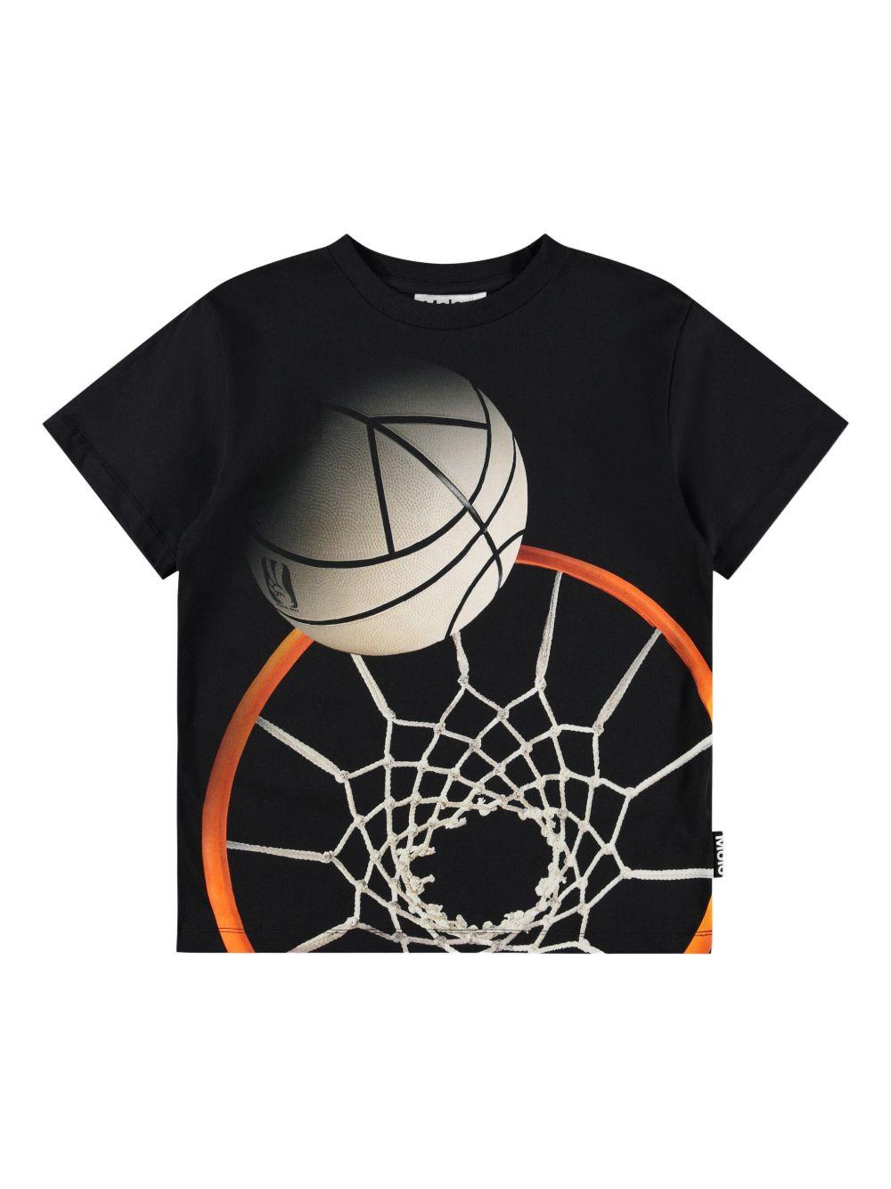 T-shirt per bambino Molo nera con stampa grafica stile Basket 1S26A206 9830 MOLO