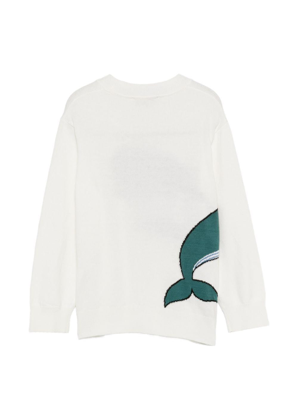 Maglione per bambino Stella McCartney Kids bianco con ricamo balena sul davanti TY9P10 Z2922 101 STELLA McCARTNEY KIDS
