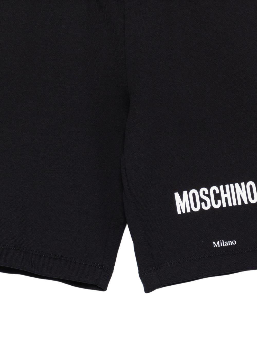 Shorts per bambino Moschino Kids neri con logo sul davanti HUQ02NLCA32 60100 MOSCHINO KIDS