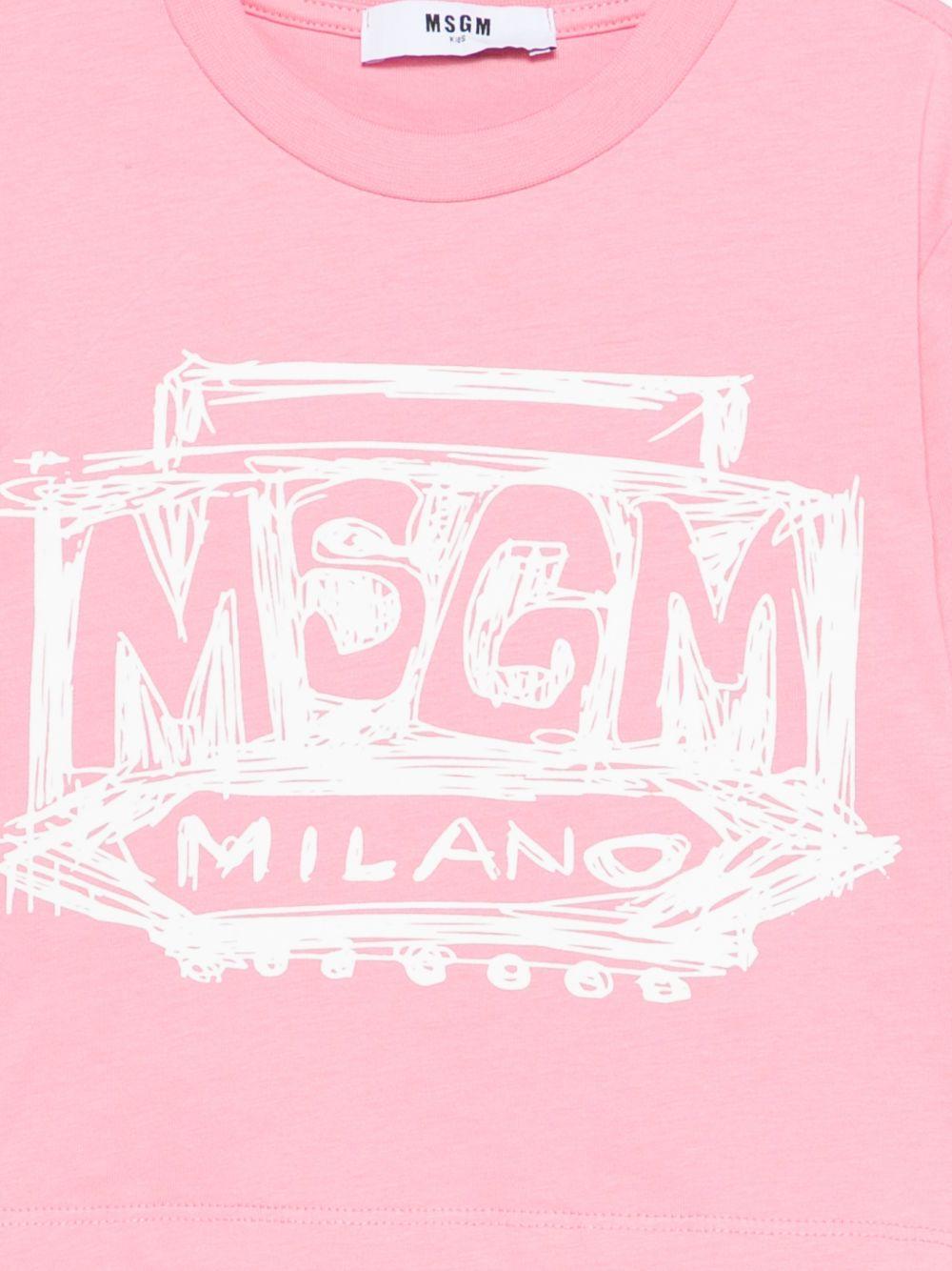 T-shirt per bambina MSGM Kids rosa con stampa logo sul davanti S6MSJGTH128 MS070 MSGM KIDS