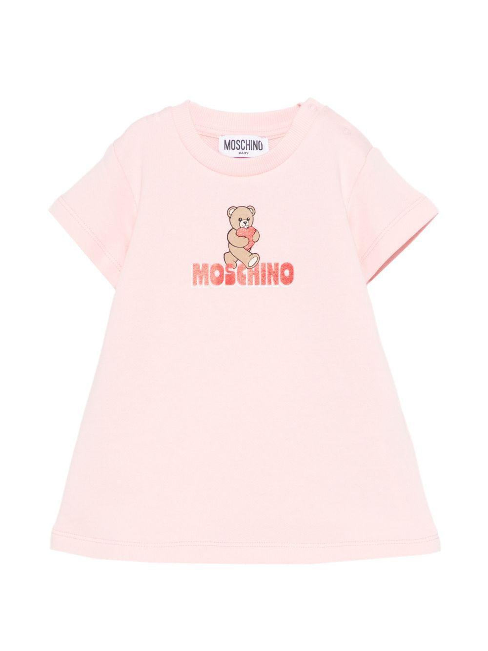 Abito per neonata Moschino Kids rosa con stampa orsetto MAV0C9LCA52 50209 MOSCHINO KIDS