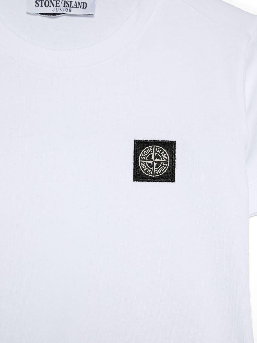T- shirt per bambino Stone Island Kids bianca a girocollo L1S162100002S0047 V0001 STONE ISLAND JUNIOR