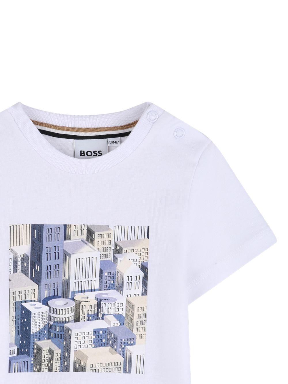 T-shirt per neonato Boss Kids con stampa grafica sul davanti J52886 10P BOSS KIDS