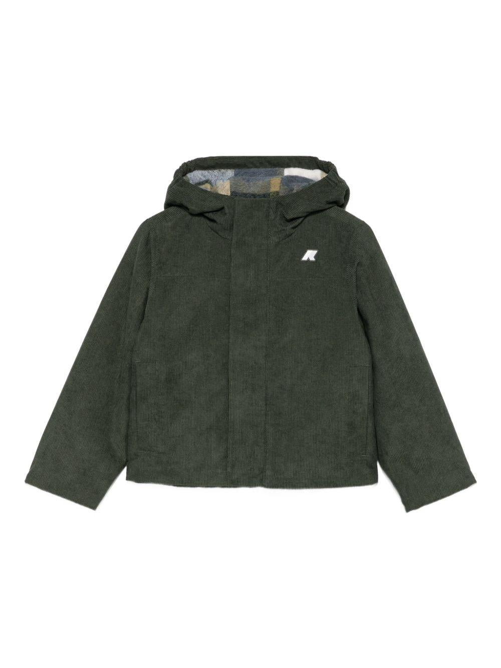 Giubbino per bambino K-Way Kids verde con dettaglio logo K81461W B2F K-WAY KIDS