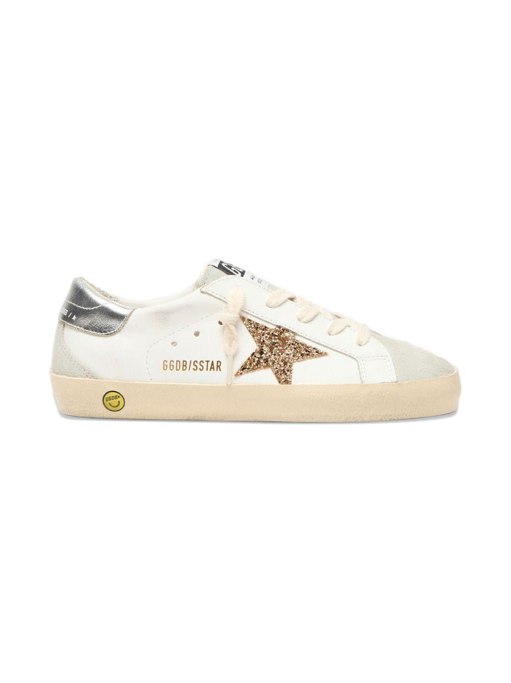 Sneakers in pelle per bambina Golden Goose Kids bianco con stella glitter F00102F008030 10417 GOLDEN GOOSE KIDS
