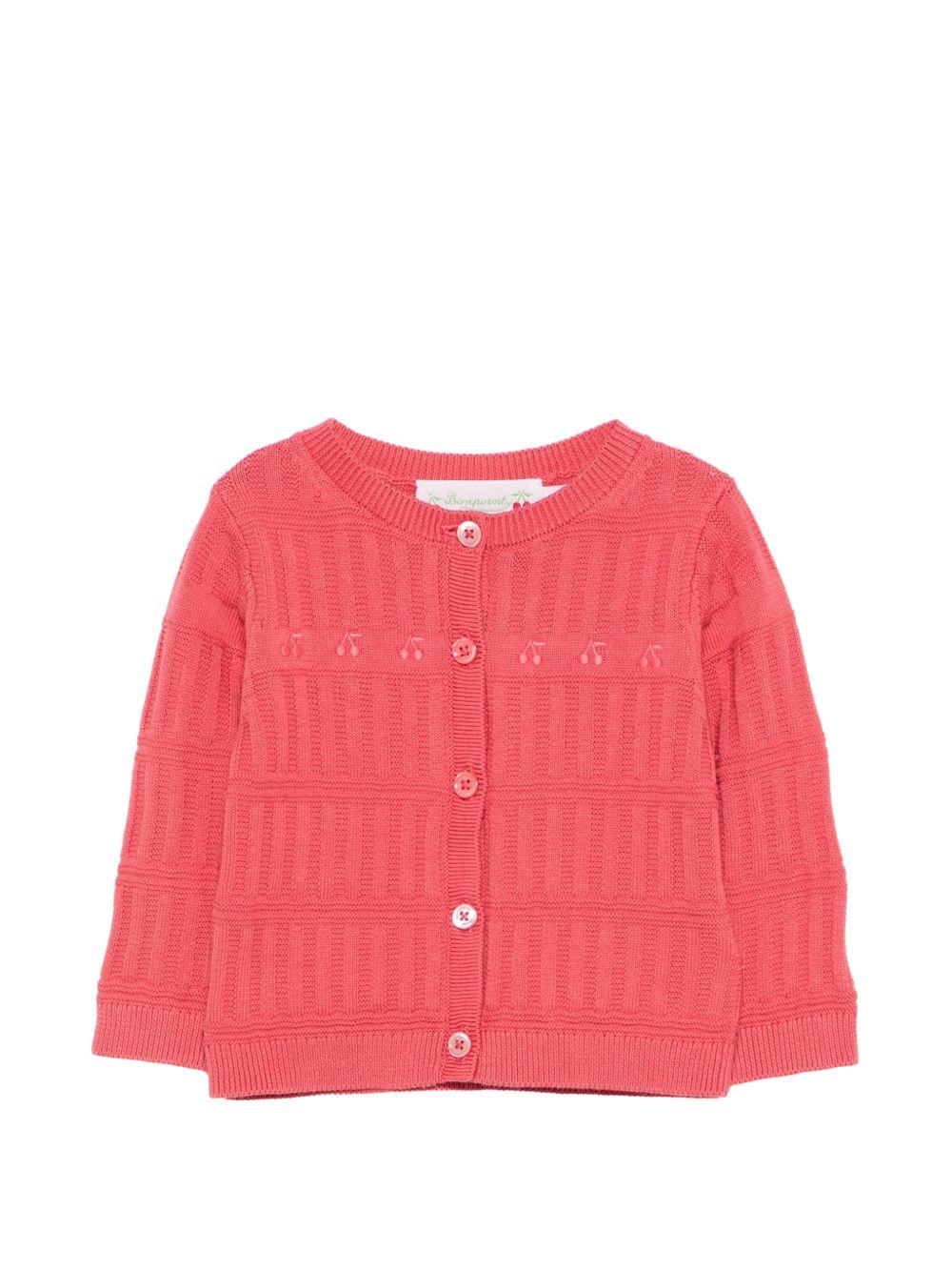 Cardigan per neonata Bonpoint rosa con ricamo ciliegie S06XCAK00014 053A BONPOINT