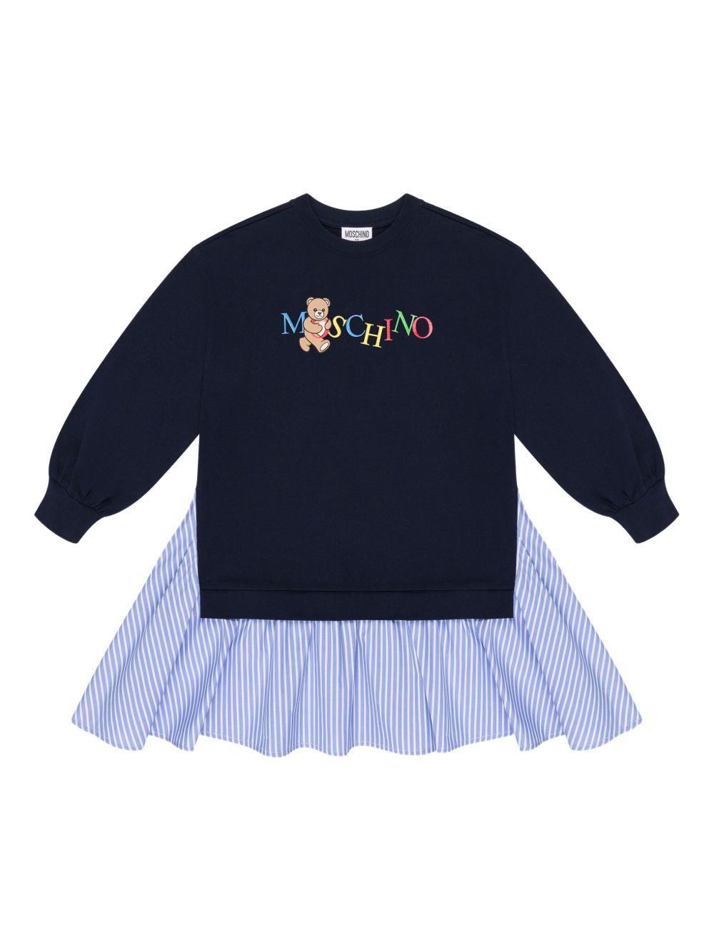 Abito per bambina Moschino Kids blu modello felpa HDV0GTLAA45 40016 MOSCHINO KIDS