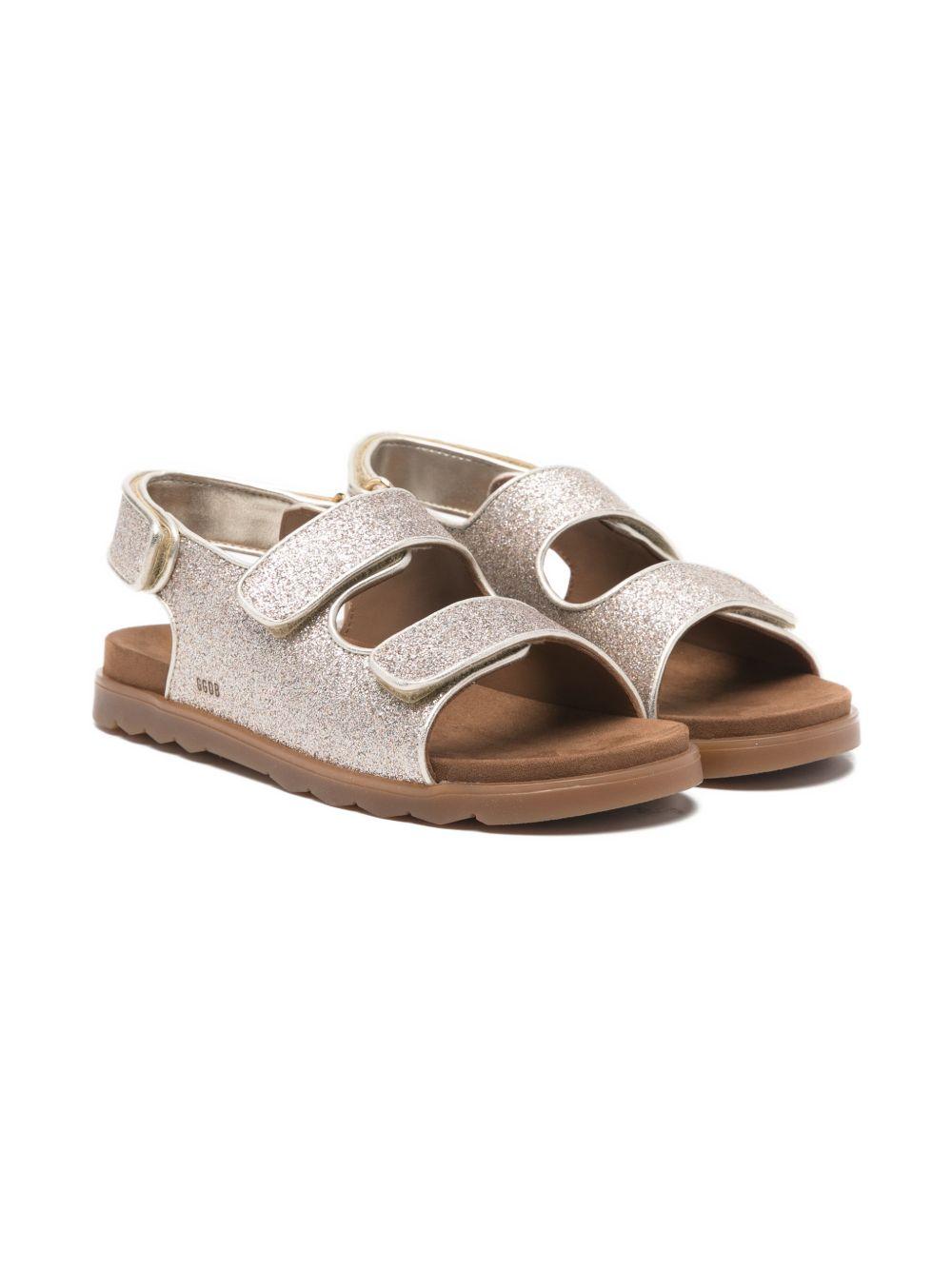 Sandali per bambina Golden Goose Kids argento con finitura glitterata F00965F007670 55661 GOLDEN GOOSE KIDS
