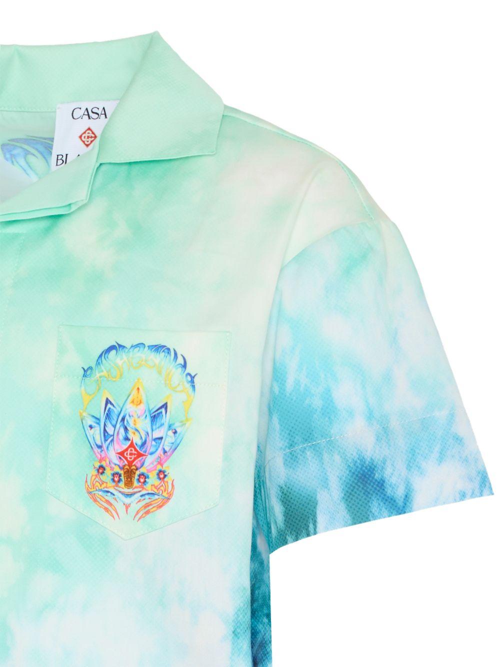 Camicia per bambino Casablanca Kids blu a maniche corte KSP26SH18001 SURF LOTUS CASABLANCA KIDS