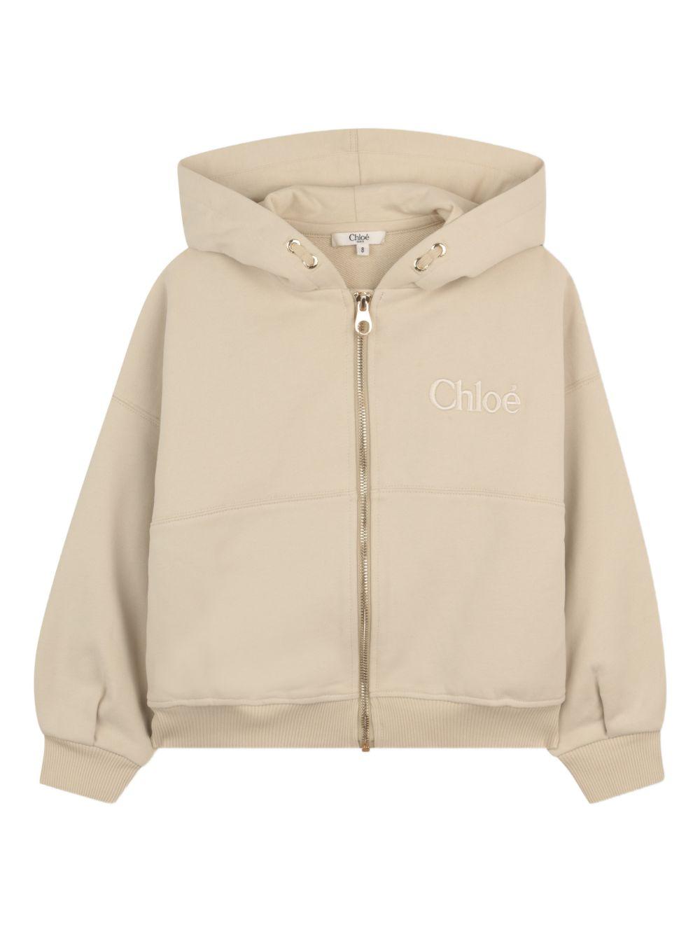 Felpa per bambina Chloé Kids beige con cappuccio C20840 72J CHLOE' KIDS
