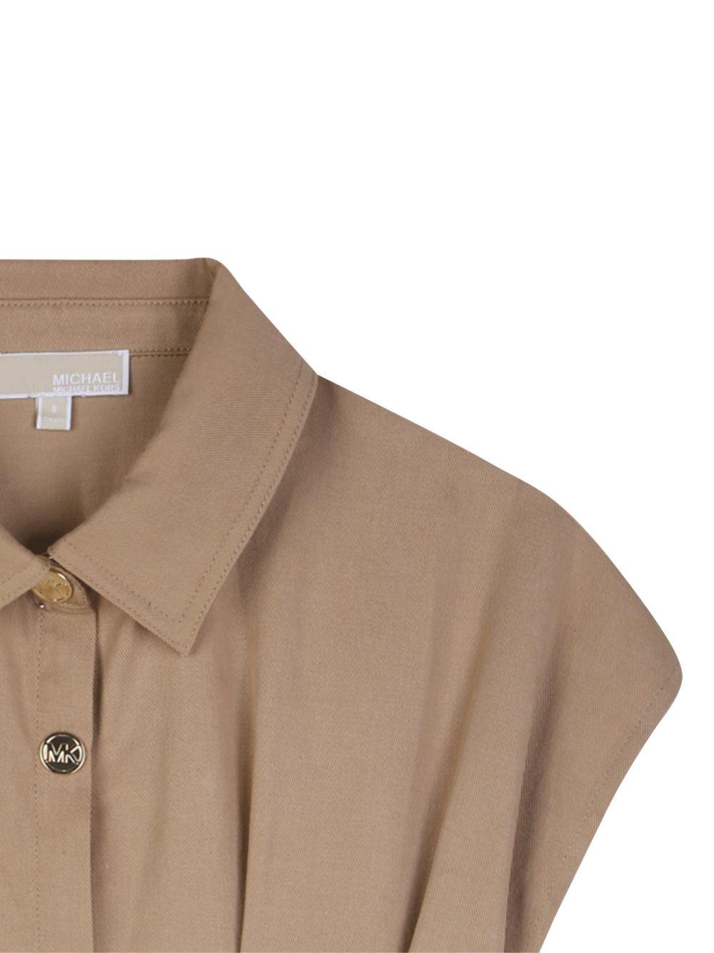 Abito per bambina Michael Kors Kids marrone con tasca applicata R30594 263 MICHAEL KORS KIDS