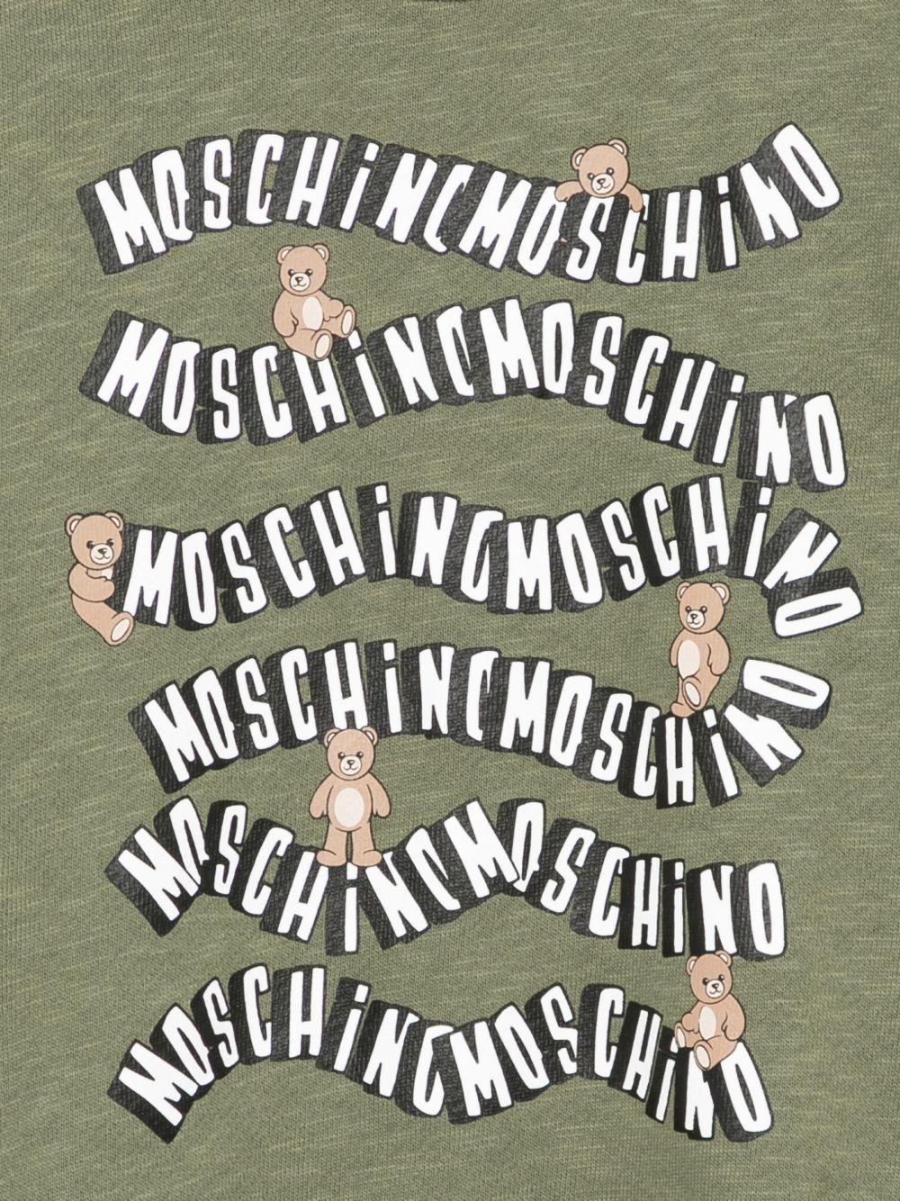 Felpa per bambino Moschino Kids verde oliva con stampa orsetto HUF09LLCA88 30037 MOSCHINO KIDS