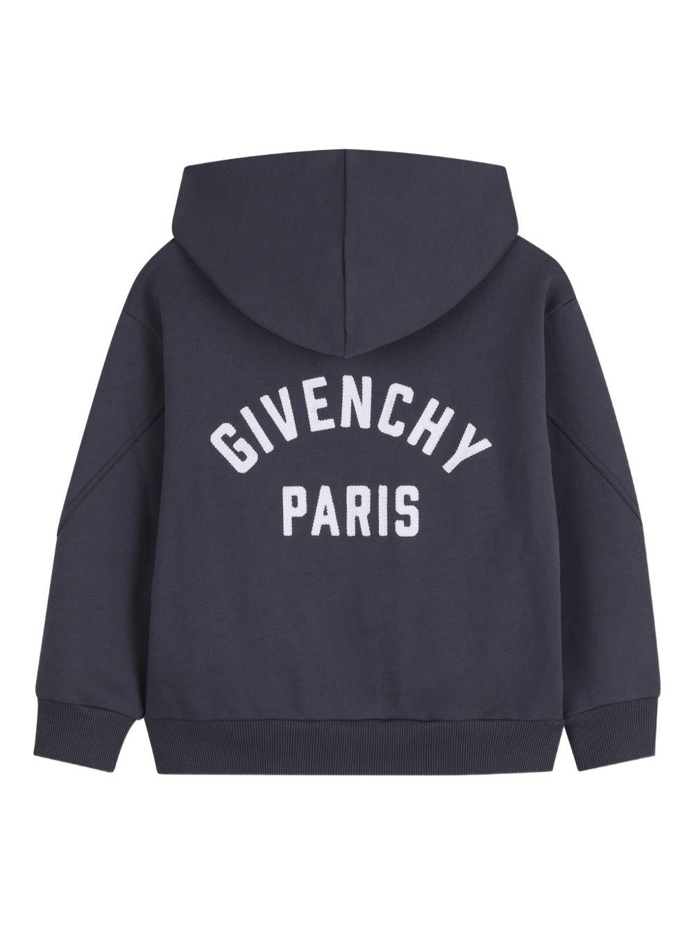 Felpa per bambino Givenchy Kids blu con cappuccio e zip H31215 061 GIVENCHY KIDS