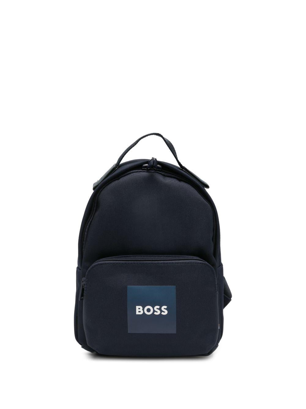 Zaino per bambino BOSS Kids blu con tasca con zip sul davanti J53139 849 BOSS KIDS