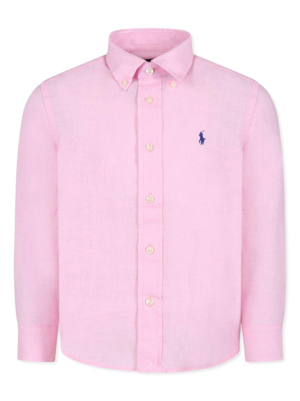 Camicia per bambino POLO RALPH LAUREN KIDS rosa in lino 322967600 002 Ralph Lauren kids