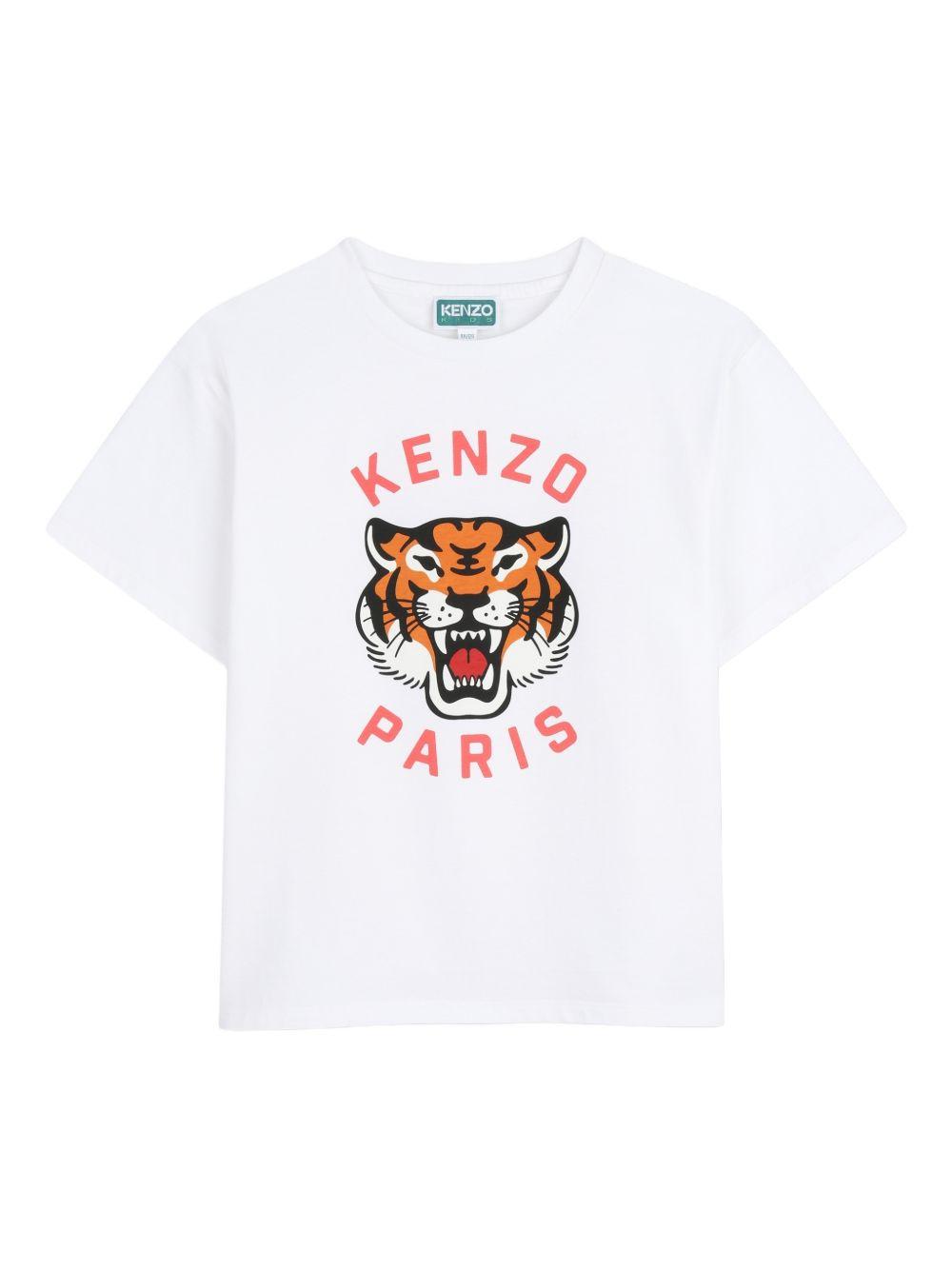 T-shirt per bambino Kenzo Kids bianca con stampa tigre K61676 10P KENZO KIDS