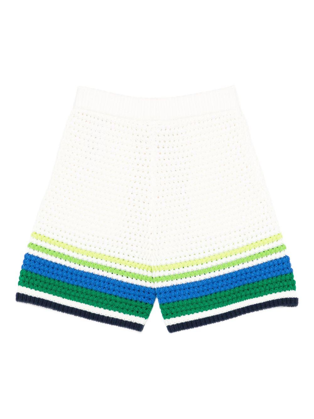 Shorts per bambino Casablanca Kids bianco con dettagli a strisce KSP26KW97202 TENNIS STRIPE CASABLANCA KIDS
