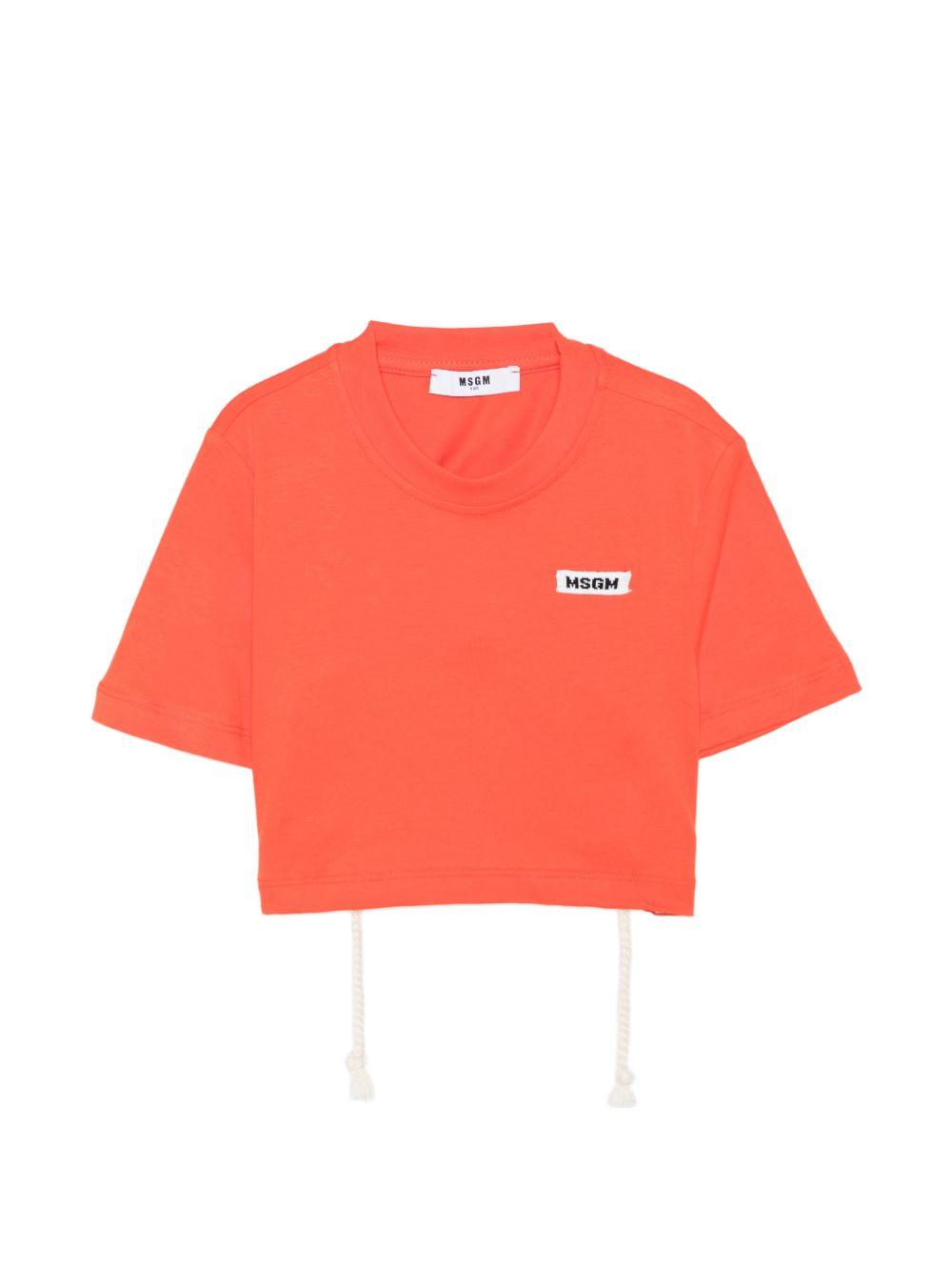 T-shirt per bambina MSGM Kids rossa con logo applicato S6MSJGTH179 MS074 MSGM KIDS