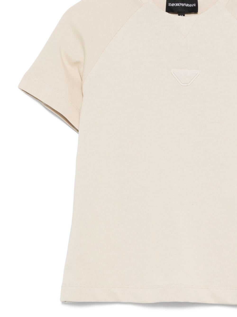 T-shirt per bambino Emporio Armani Kids beige con maniche raglan EB000943 AF13715 U1156 EMPORIO ARMANI KIDS