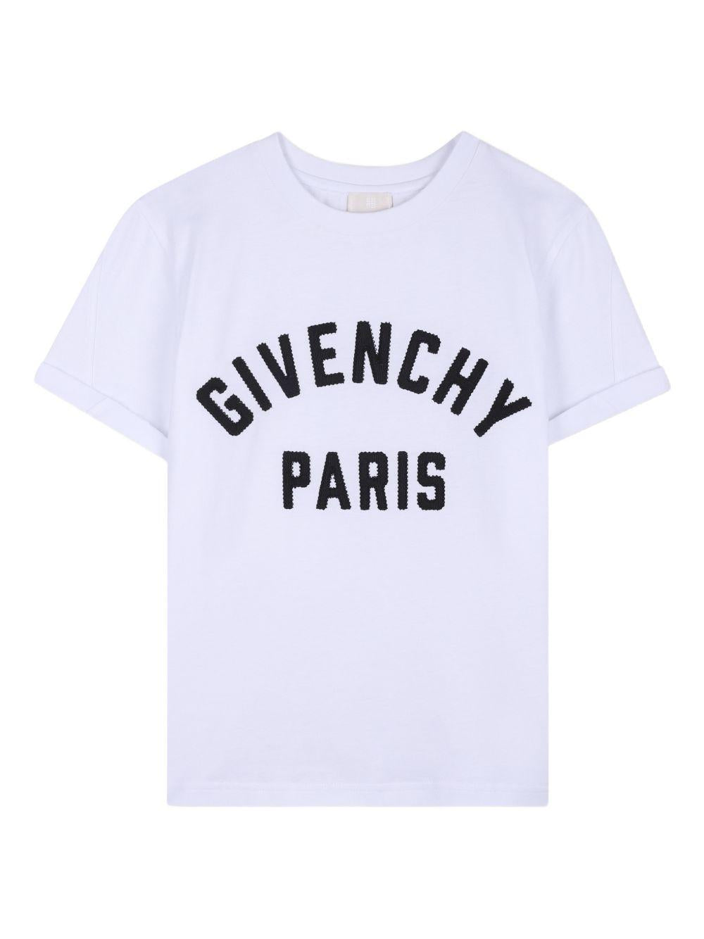 T-shirt per bambino Givechy Kids bianca con logo ricamato H31109 10P GIVENCHY KIDS