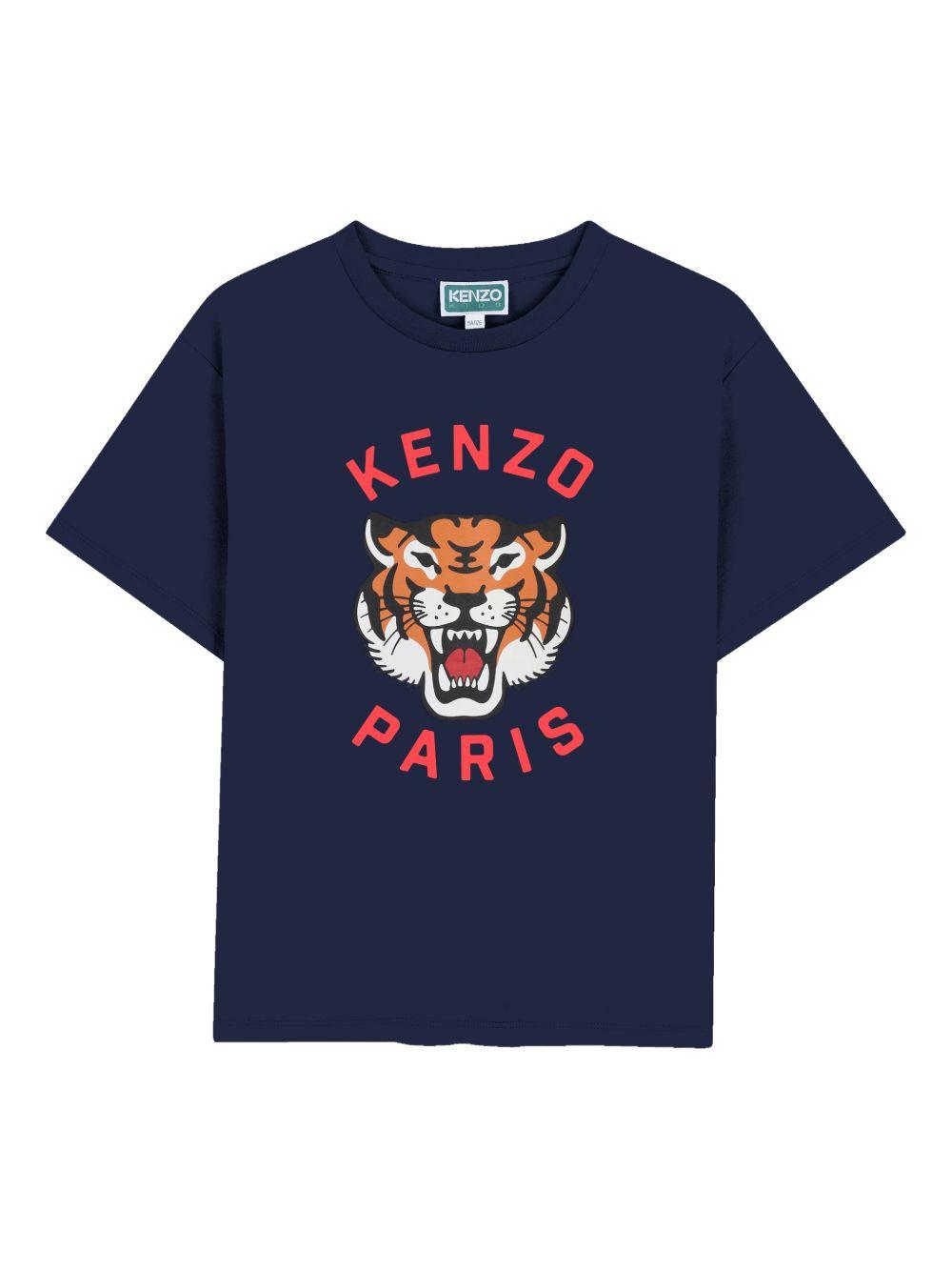 T-shirt per bambino Kenzo Kids blu con stampa tigre K61676 84N KENZO KIDS