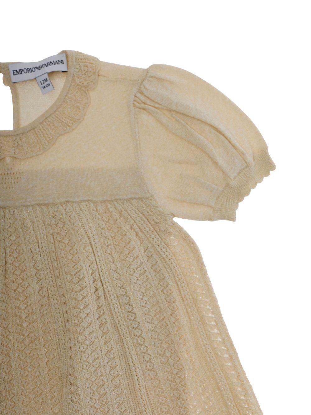 Abito per neonata Emporio Armani Kids beige con dettagli in pizzo EG000779 AF22791 U0007 EMPORIO ARMANI KIDS