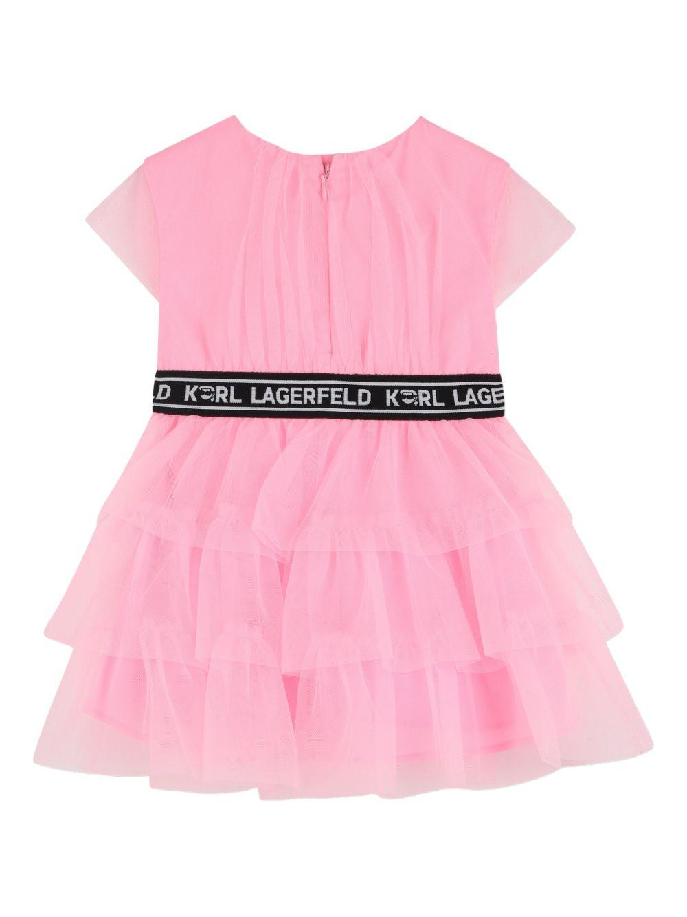 Abito per neonata Karl Lagerfeld Kids rosa con rifinitura logo Z31059 462 KARL LAGERFELD KIDS